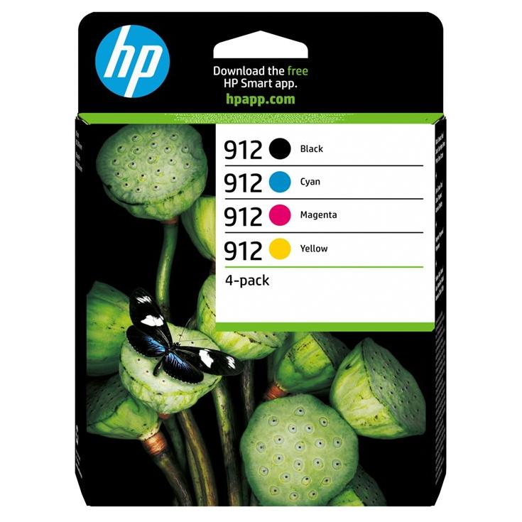 HP 912 (6ZC74AE) - Pack de 4 cartouches d'encre originales - Noir, cyan, magenta, jaune