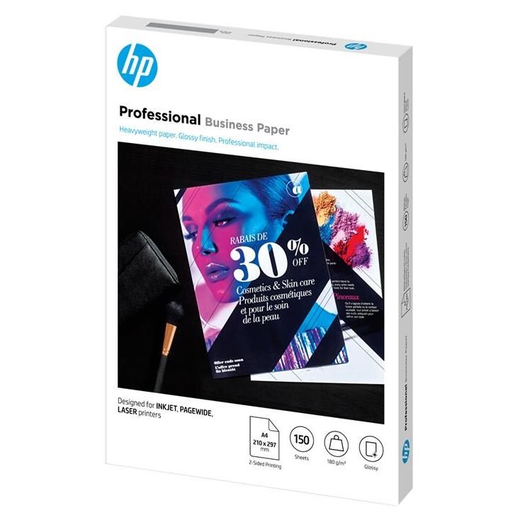 HP Professional Glossy Paper - Brillant - A4 (210 x 297 mm) - 180 g/m² - 150 feuille(s) papier photo - pour Deskjet 15XX, Ink Advantage 27XX; Officejet 80XX, 9012; Photosmart B110