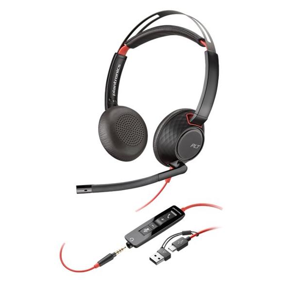 HP Poly Blackwire 5220 - Micro-casque - sur-oreille - filaire - USB-C, jack 3,5mm - noir - Certifié pour Skype for Business, certifié Cisco Jabber, Certifié Avaya, Certifié pour Microsoft Teams...