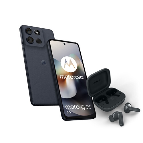 Pack Smartphone Motorola G56 6 72 Double SIM Oyster + Ecouteurs Motorola Buds Bass shadow - vue 2