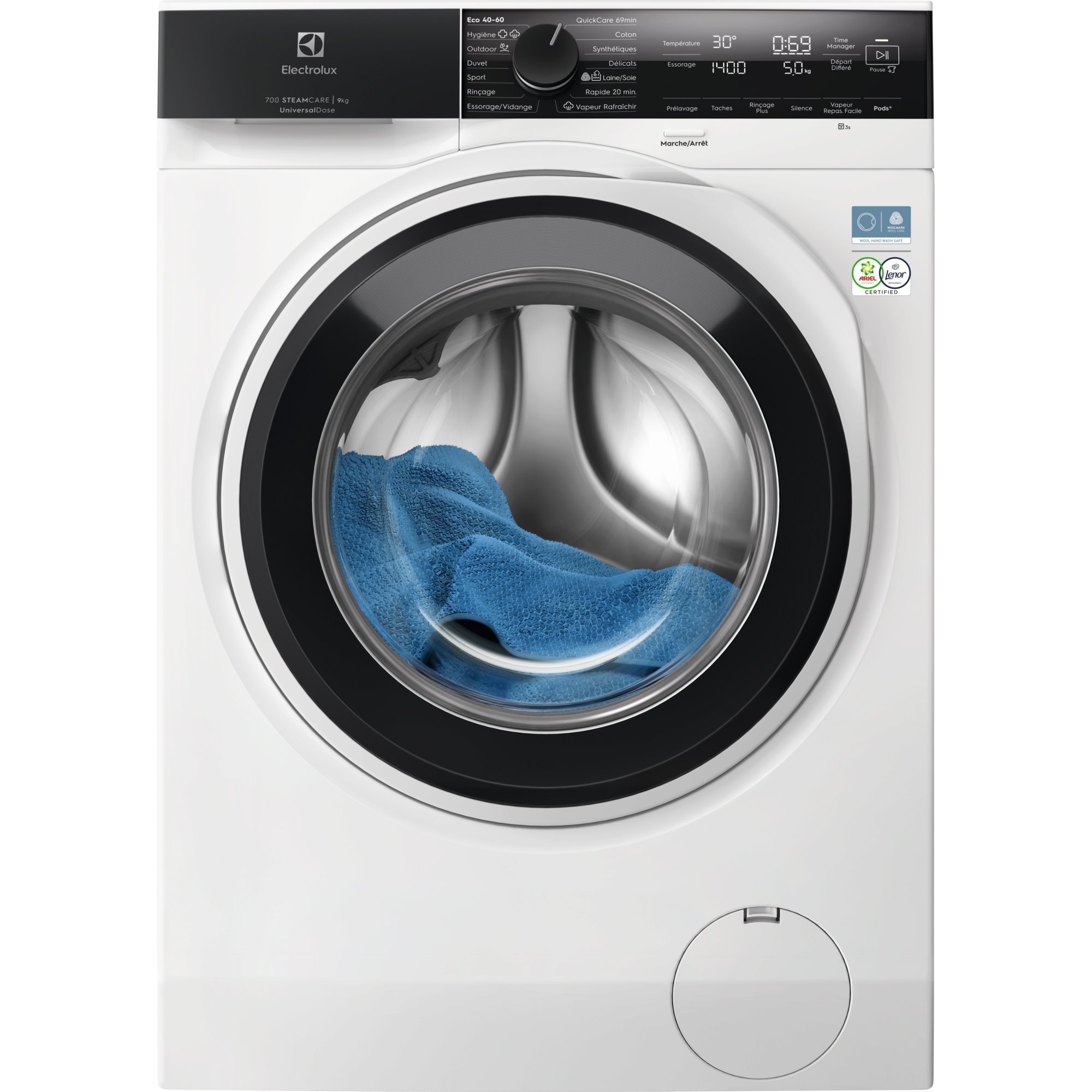 Lave linge hublot Pose libre SteamCare 700 9 kg Electrolux YW7FI4494DV Classe a ‐20% - vue 2