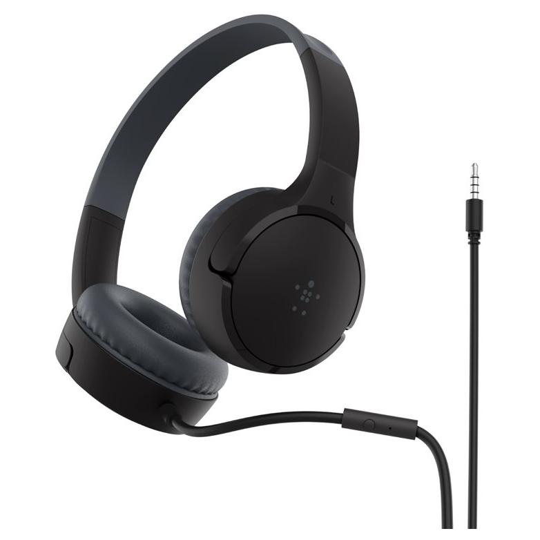Belkin SoundForm Mini - Écouteurs avec micro - sur-oreille - filaire - jack 3,5mm - noir