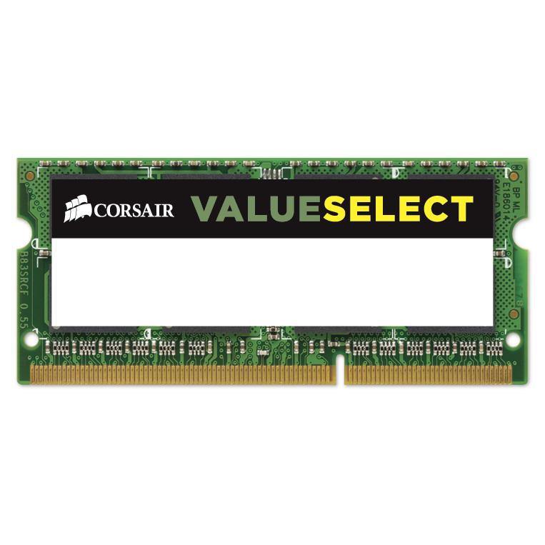 CORSAIR Value Select - DDR3L - kit - 16 Go: 2 x 8 Go - SO DIMM 204 broches - 1600 MHz / PC3-12800 - CL11 - 1.35 / 1.5 V - mémoire sans tampon - non ECC CORSAIR Value Select - DDR3L - kit - 16 Go: 2 x 8 Go - SO DIMM 204 broches - 1600 MHz / PC3-12800 - CL11 - 1.35 / 1.5 V - mémoire sans tampon - non ECC