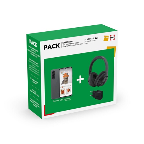 Pack Smartphone Samsung Galaxy A56 6 7 5G Nano SIM + Casque bluetooth Lacoste The blend + Chargeur - vue 2