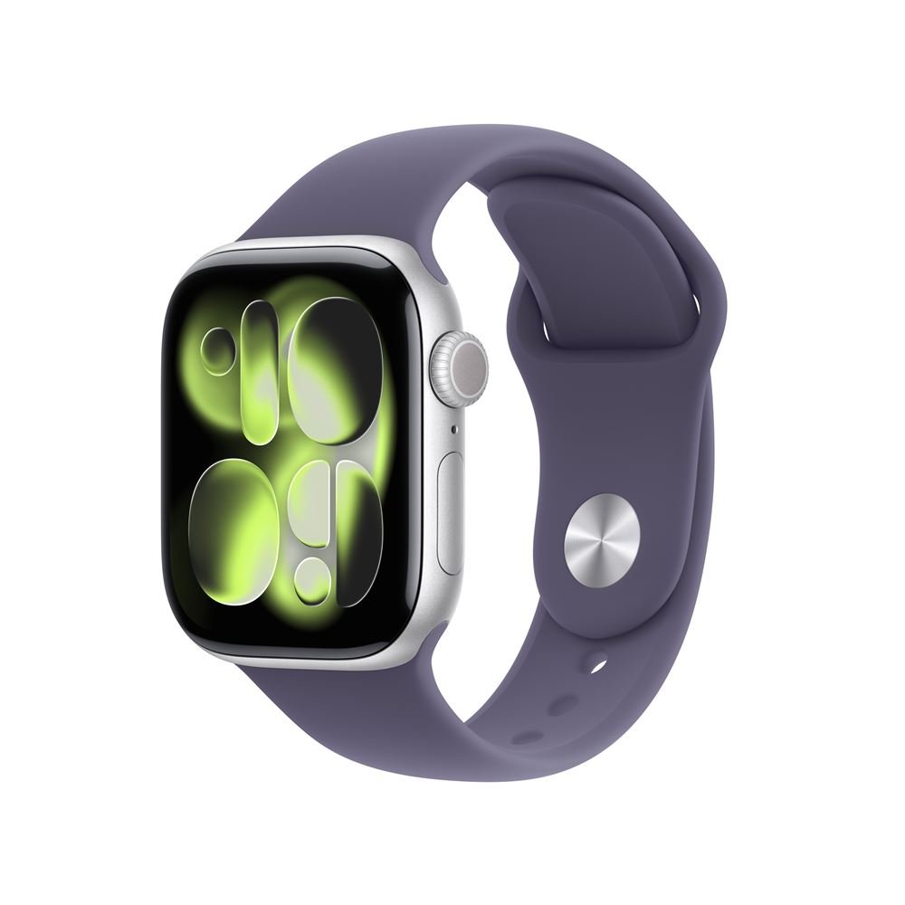 Apple Watch Series 11 GPS 42mm Boitier en Aluminium Argent avec Bracelet Sport Brume Violette - M/L