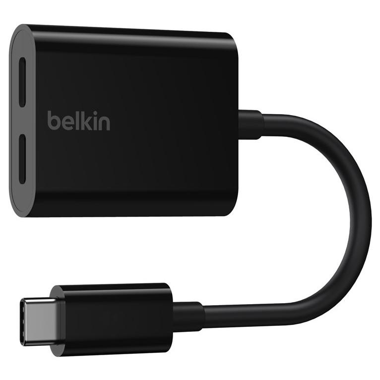 Belkin Connect Audio + Charge - Casque/adaptateur de charge USB-C vers USB-C - USB-C mâle pour USB-C femelle - 14 m - noir - USB Power Delivery (60W)