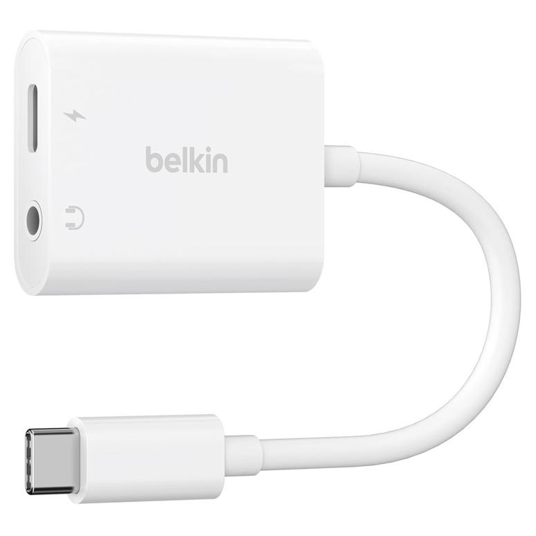 Belkin RockStar - USB-C vers jack de casque / adaptateur de charge - USB-C mâle pour USB-C, jack mini femelle - USB Power Delivery (60W) Belkin RockStar - USB-C vers jack de casque / adaptateur de charge - USB-C mâle pour USB-C, jack mini femelle - USB Power Delivery (60W)