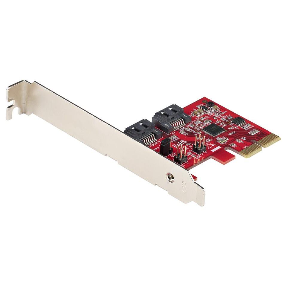 StarTech.com Carte PCI Express SATA 2 ports Carte Contrôleur PCIe SATA 6Gbps ASM1166 SATA Raid Convertisseur PCI Express 2.0 vers SATA Connecteurs SATA Empilés Carte d'Extension SATA Neuf