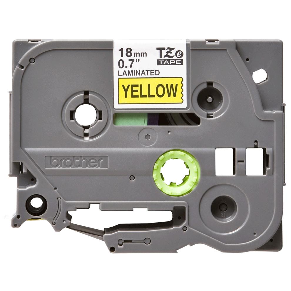 Ruban étiqueteuse laminé BROTHER P TOUCH TZE 641 18mm sur jaune Adhésif standard - vue 2