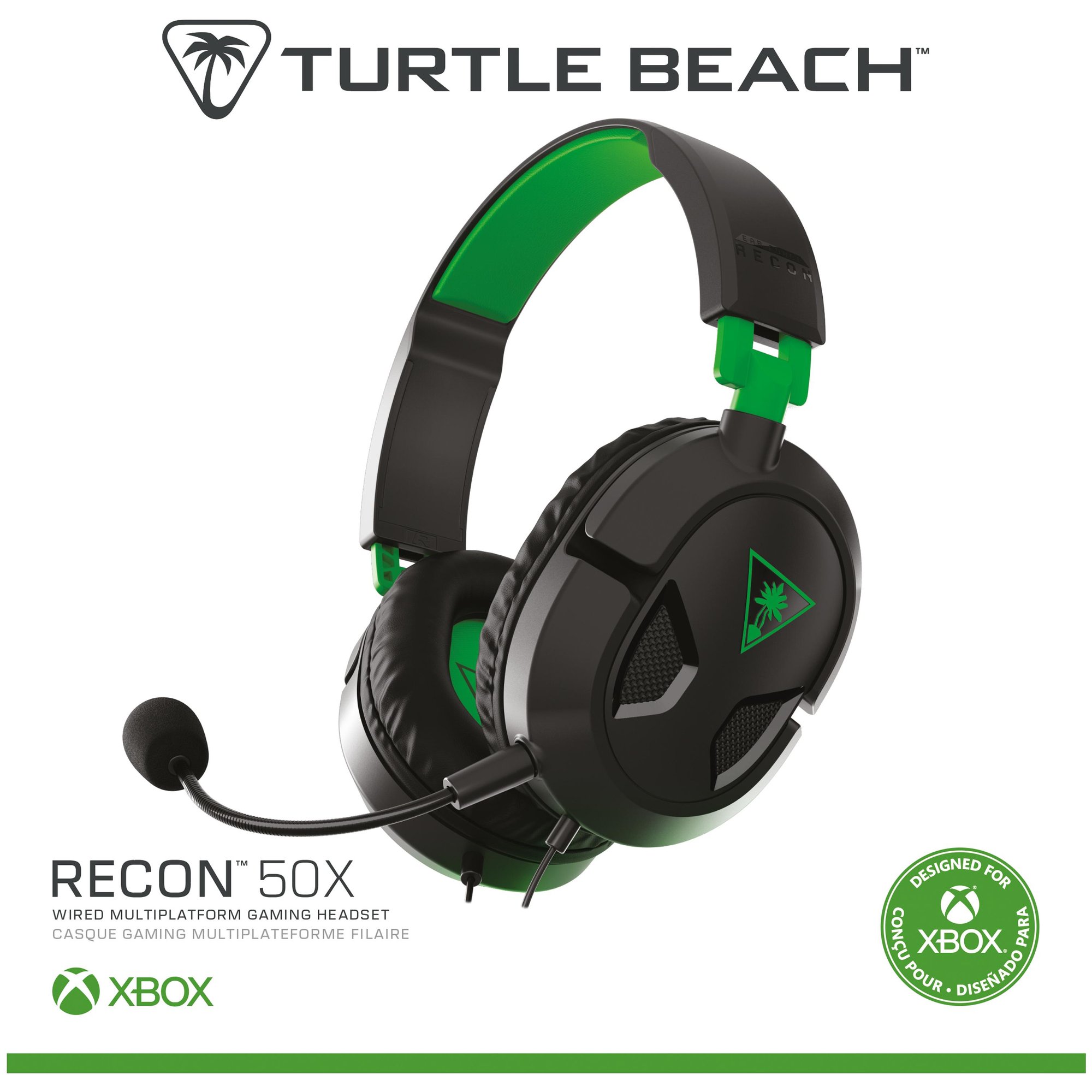 Turtle Beach Recon 50X Casque Gaming w/ 3.5mm Connexion pour Xbox Series X, Xbox Series S et Xbox One, PS5, PS4, PS4 Pro, PC et Appareils Mobiles avec prise 3,5 mm