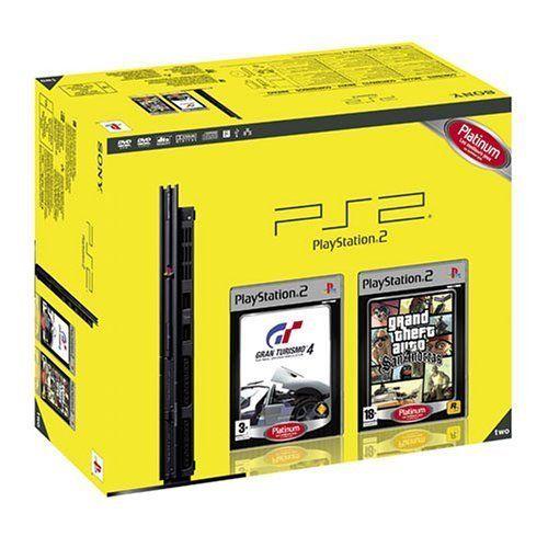 Sony Playstation 2 Pstwo New Design Noire + Gran Turismo 4 + Gta San Andreas