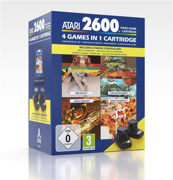 4 Jeux En 1 Pour Atari 2600+ Et Set De 2 Manettes Paddle Console Retro
