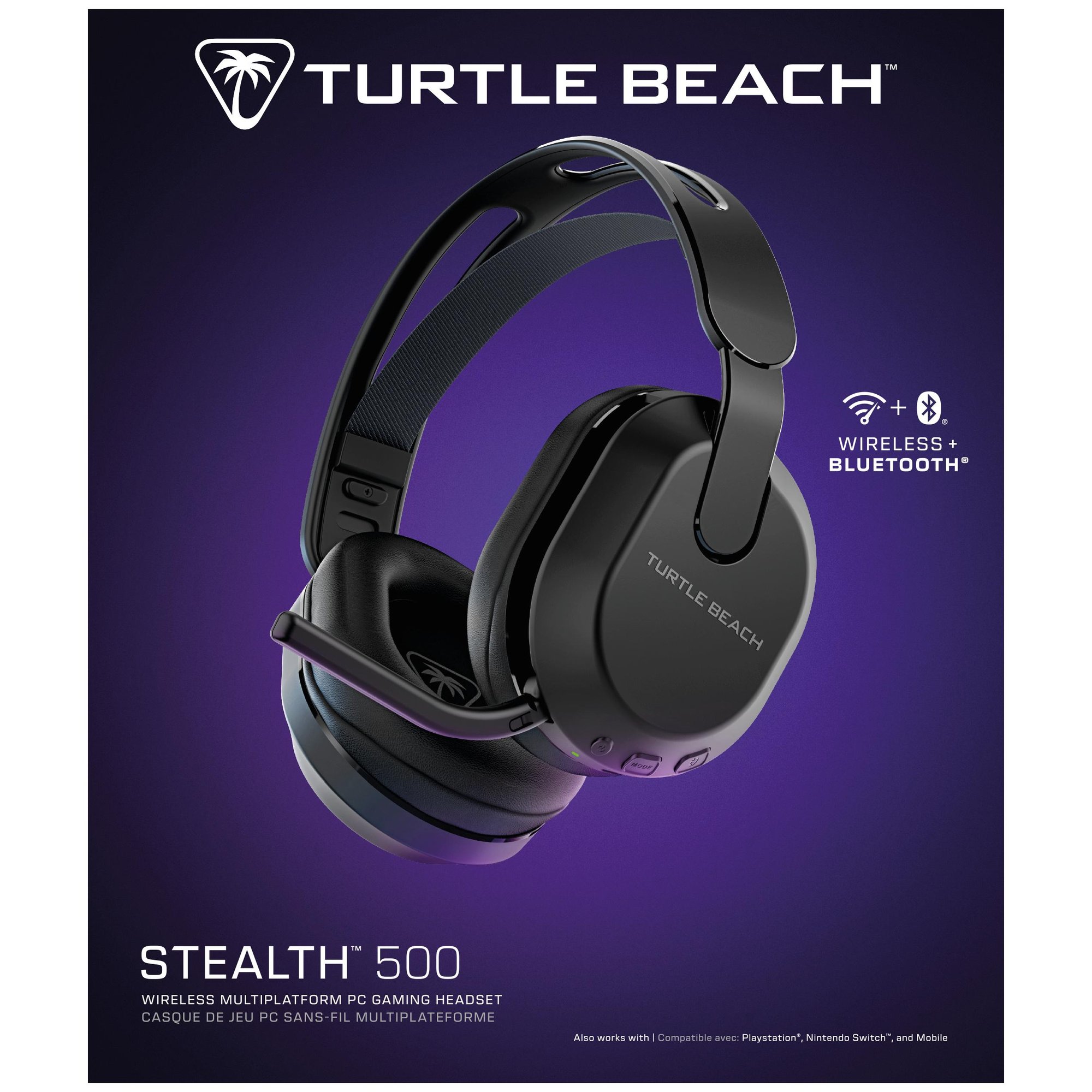 Turtle Beach Stealth 500 Noir PC Casque Gaming sans Fil w/ 40hr Batterie et Bluetooth pour PC, PS5, PS4 et Mobile