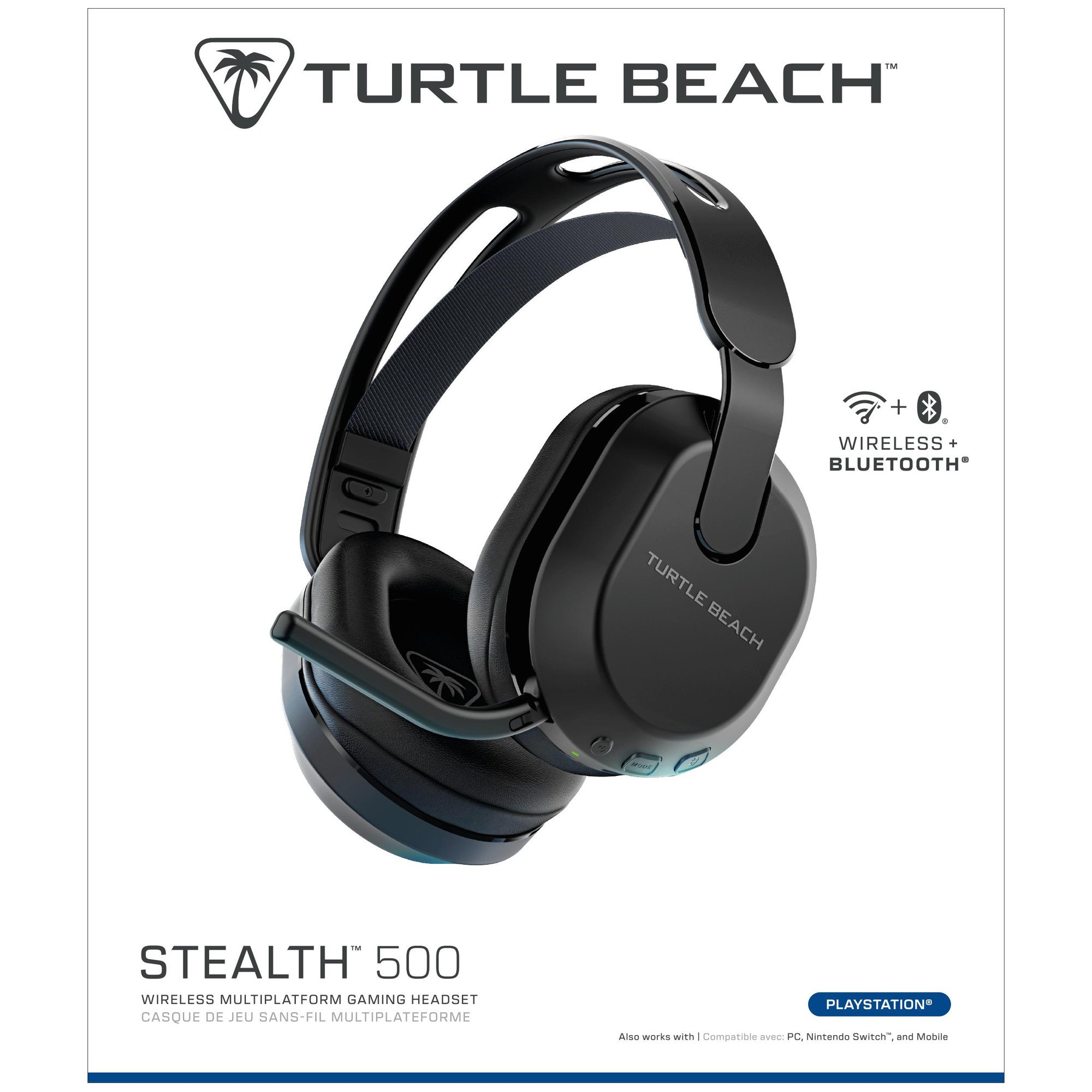 Turtle Beach Stealth 500 Noir PlayStation Casque Gaming sans Fil w/ 40hr Batterie et Bluetooth pour PS5, PS4, PC and Mobile