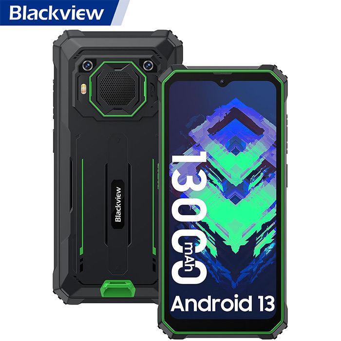 Blackview BV6200 Téléphone Portable Incassable 6 56 Android 13 13000mAh 8Go+ 8MP+13MP IP68 Étanché Face ID Dual SIM