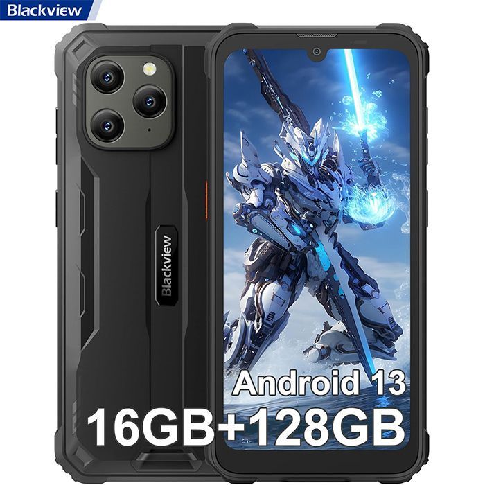 Téléphone Portable Incassable Blackview BV5300 Plus Android 13 6,1 16Go+128Go 6580mAh 13MP IP68 Étanché Dual SIM Face ID - Noir