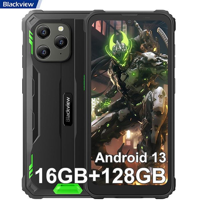 Téléphone Portable Incassable Blackview BV5300 Plus Android 13 6,1 16Go+128Go 6580mAh 13MP IP68 Étanché Dual SIM Face ID - Vert
