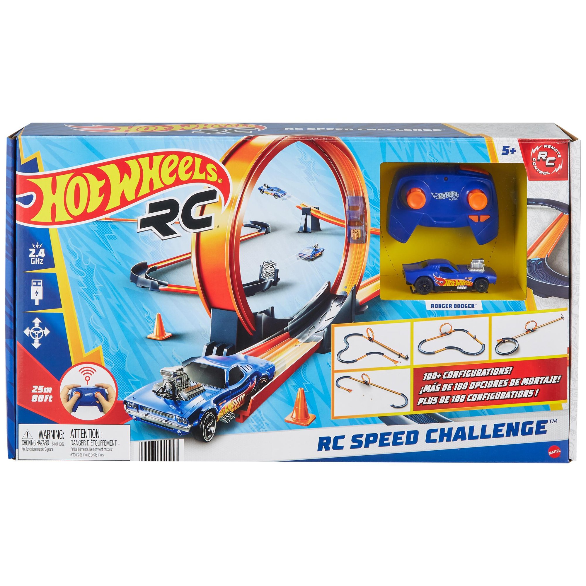 Hot Wheels Piste et circuit Véhicule télécommandé à ’échelle 164 plus de 30 éléments de circuit configurations multiples voitures fonctionnant sur et hors piste HXX45 - vue 7