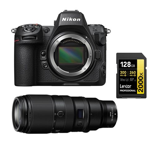 Nikon Z8 Boîtier+Nikon Z 100 400mm f4.5 5.6 VR NIKKOR+Lexar Carte mémoire SDXC professionnelle UHS II