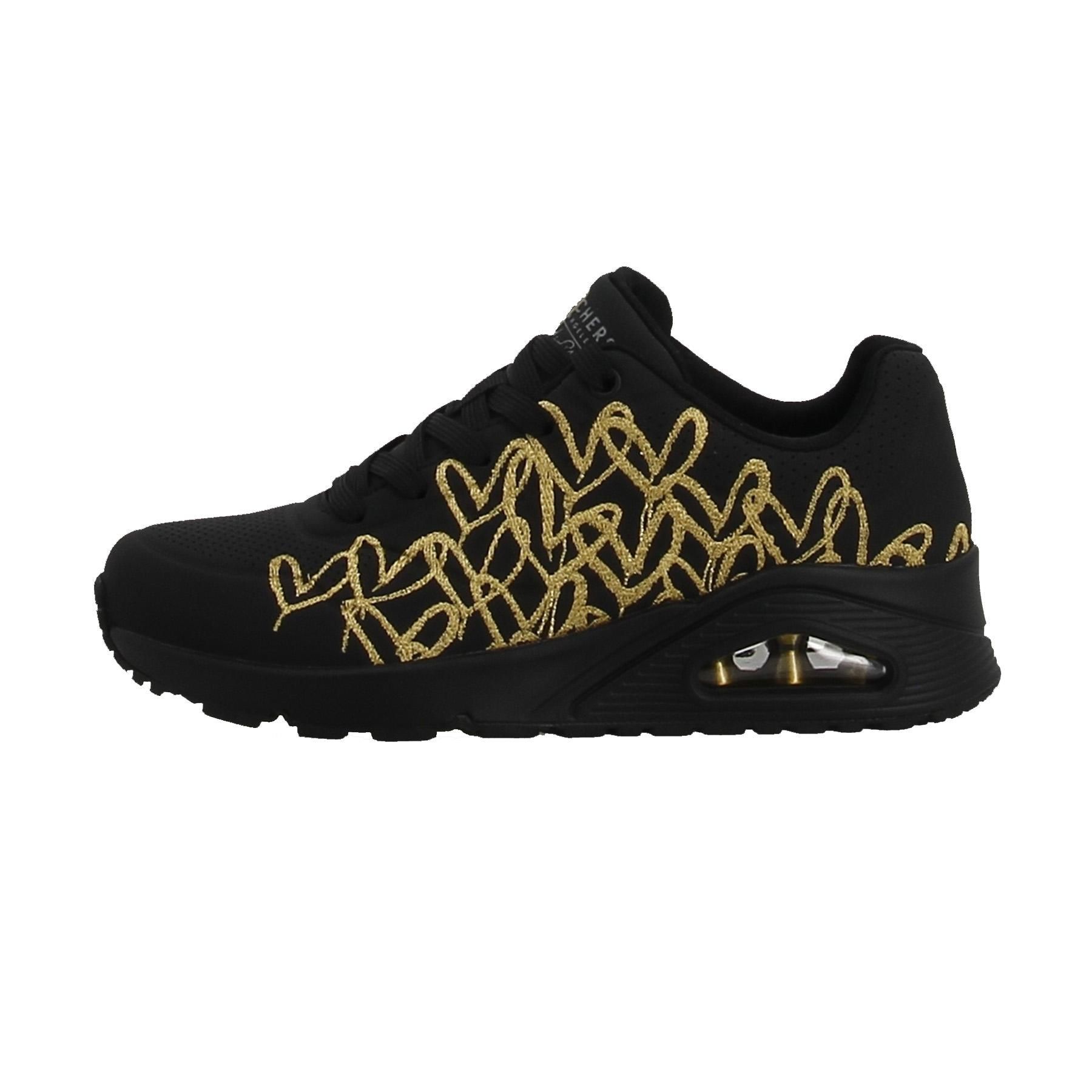 Chaussures Basses Cuir Ou Simili Skechers Uno - Golden Heart Noir - 37