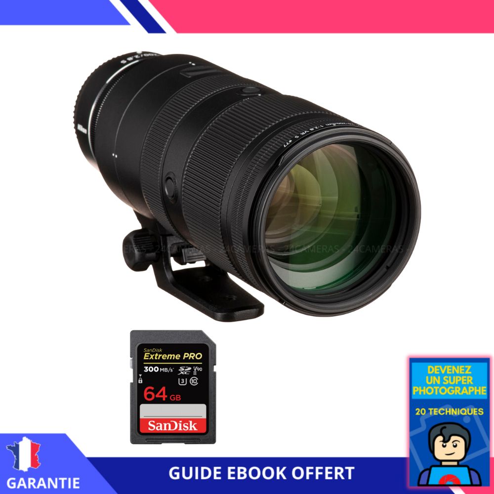 Nikon Z 70 200mm f2.8 VR + 1 SanDisk UHS II 300 MB/ + Ebook 'Devenez Un Super Photographe' Objectif Nikon Z pour Nikon Hybride