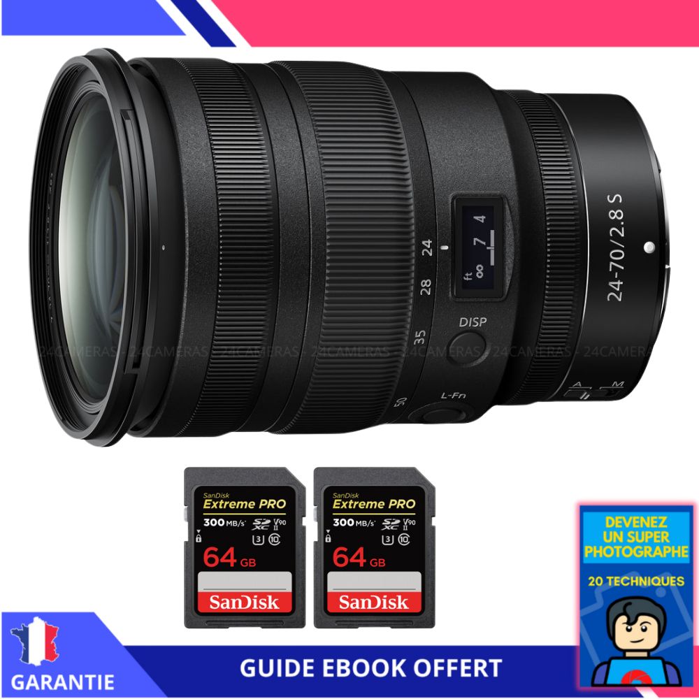 Nikon Z 24 70mm f2.8 + 2 SanDisk UHS II 300 MB/ + Ebook 'Devenez Un Super Photographe' Objectif Nikon Z pour Nikon Hybride - vue 3