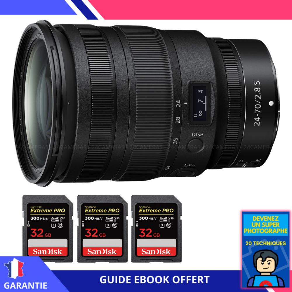 Nikon Z 24 70mm f2.8 + 3 SanDisk UHS II 300 MB/ + Ebook 'Devenez Un Super Photographe' Objectif Nikon Z pour Nikon Hybride - vue 2