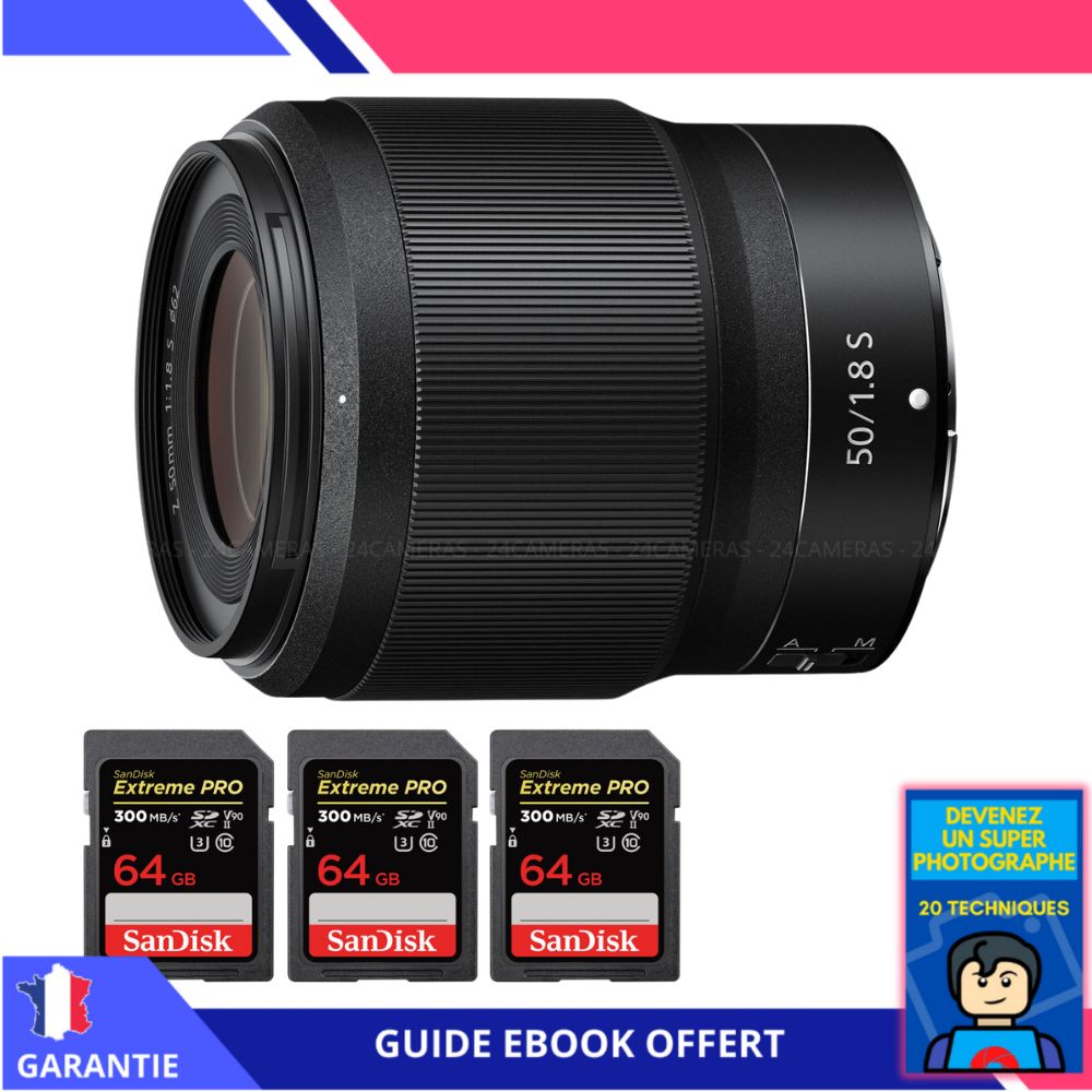 Nikon Z 50mm f1.8 + 3 SanDisk UHS II 300 MB/ + Ebook 'Devenez Un Super Photographe' Objectif Nikon Z pour Nikon Hybride - vue 3