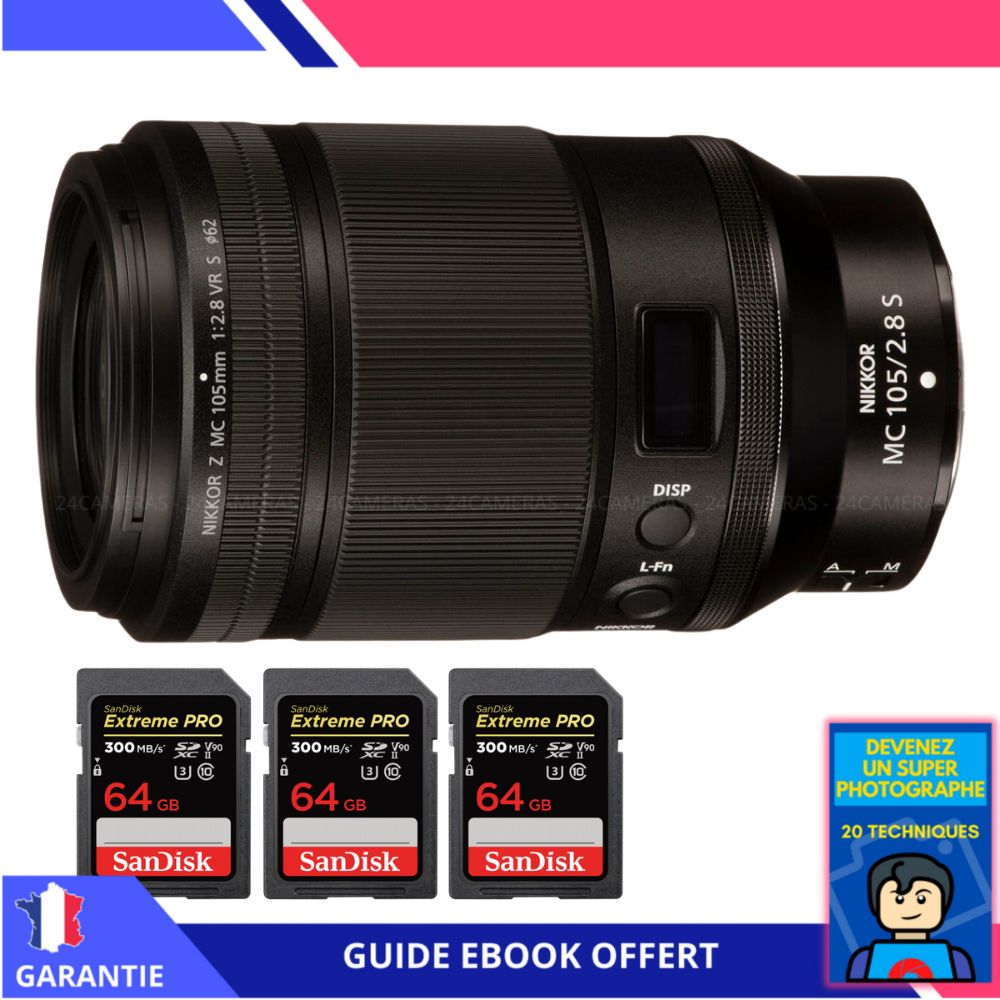 Nikon Z MC 105mm f2.8 VR Macro + 3 SanDisk UHS II 300 MB/ + Ebook 'Devenez Un Super Photographe' Objectif Nikon Z pour Nikon Hybride - vue 3