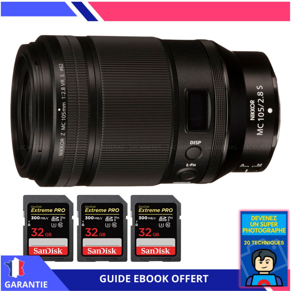 Nikon Z MC 105mm f2.8 VR Macro + 3 SanDisk UHS II 300 MB/ + Ebook 'Devenez Un Super Photographe' Objectif Nikon Z pour Nikon Hybride - vue 2