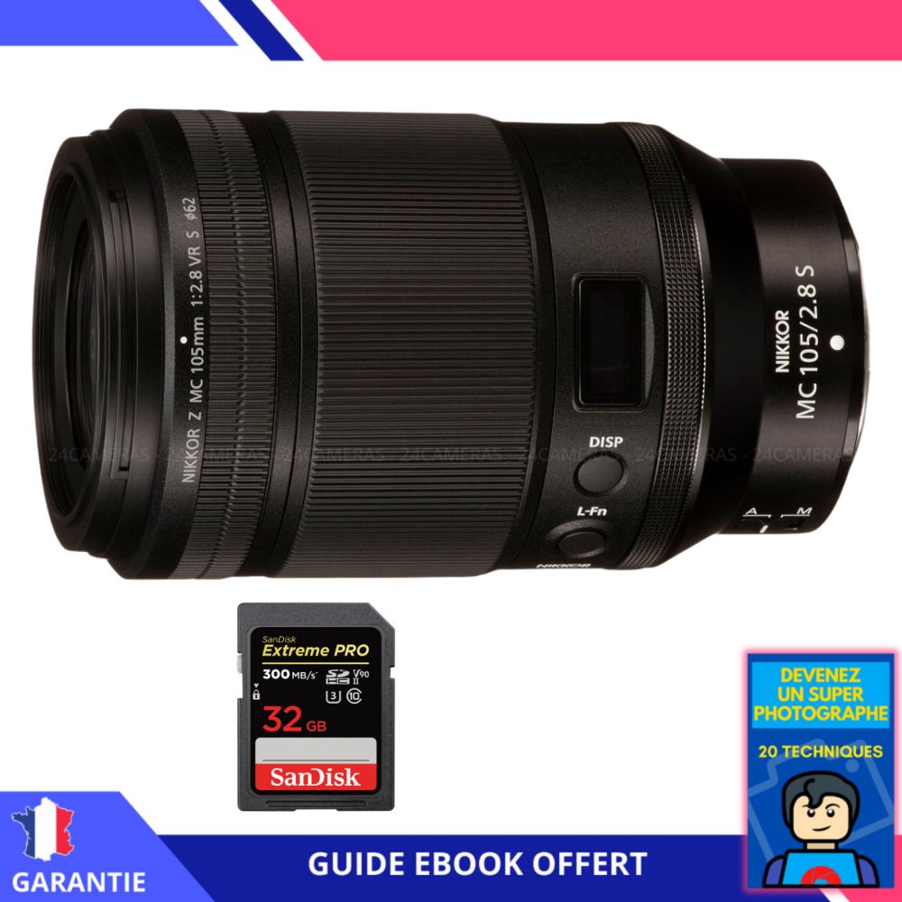 Nikon Z MC 105mm f2.8 VR Macro + 1 SanDisk UHS II 300 MB/ + Ebook 'Devenez Un Super Photographe' Objectif Nikon Z pour Nikon Hybride - vue 2