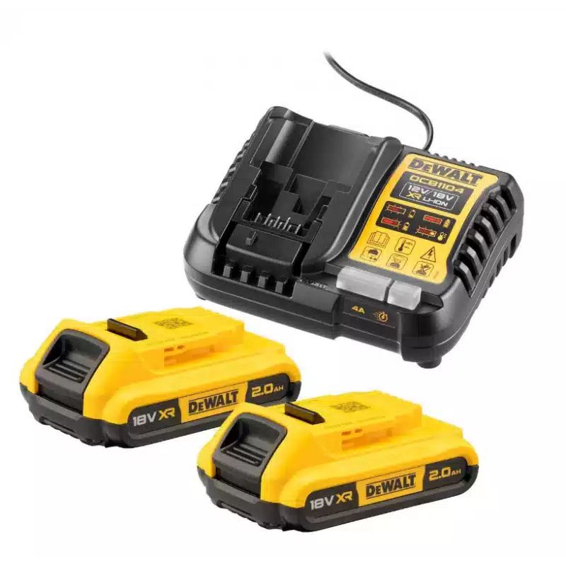 Pack énergie DEWALT XR 2 batteries 18V 2.0Ah + Chargeur universel 12V18V DCB1104D2 QW