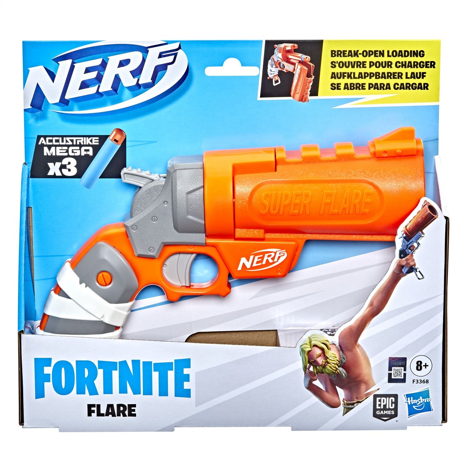 Nerf Fortnite Blaster à fléchette Flare 'ouvre pour Charger inclut 3 fléchettes Mega AccuStrike Officielles poignée d'amorçage - vue 9