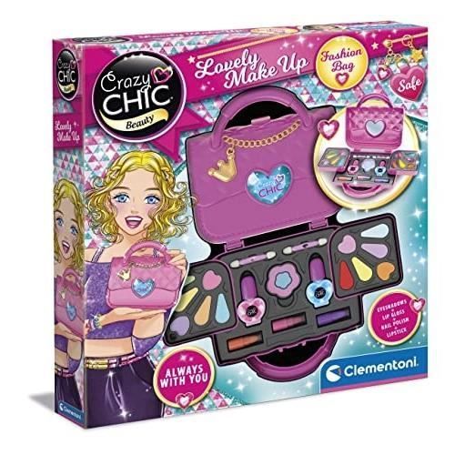 Clementoni Crazy Chic – Trousse Fille Coffret Lavable Set cosmétique pour Enfants Sac avec Maquillage 18743