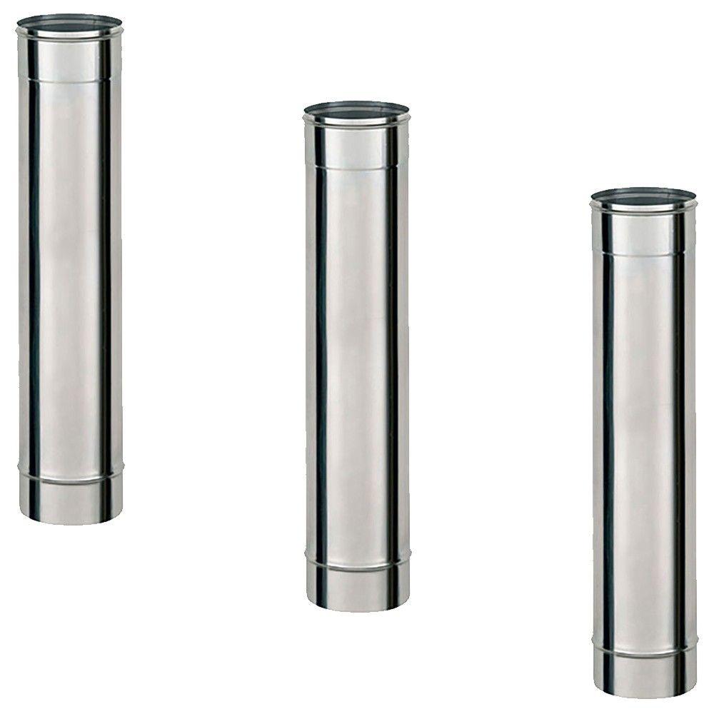 Lot de 3 TI1000 Conduit simple paroi pour bois fioul longueur 100 cm Ø100