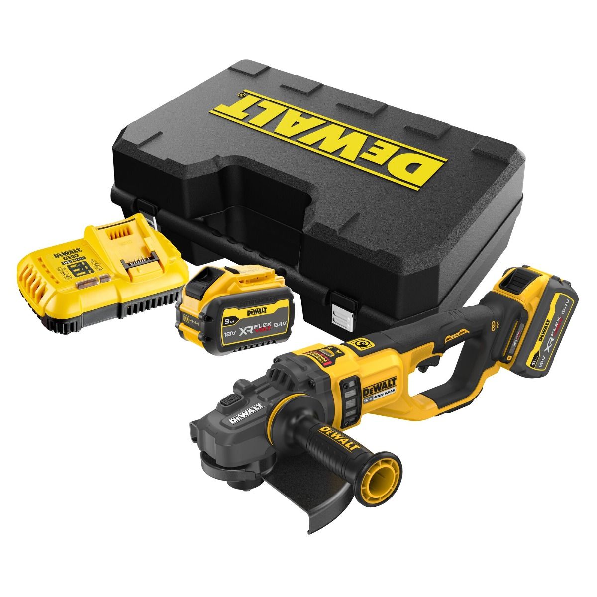 Meuleuse 230 mm DEWALT XR FLEXVOLT 54V 3Ah Li-Ion Brushless - 2 batteries, coffret - DCG460X2-QW