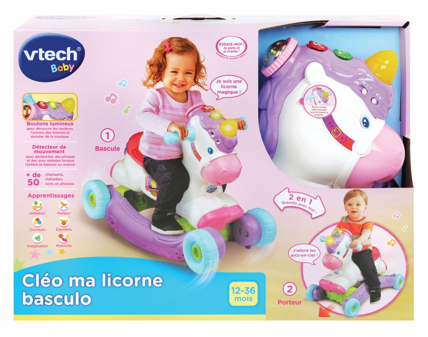 Porteur à Bascule VTECH BABY Cléo Ma Licorne Basculo 2en1 Parlant et Lumineux