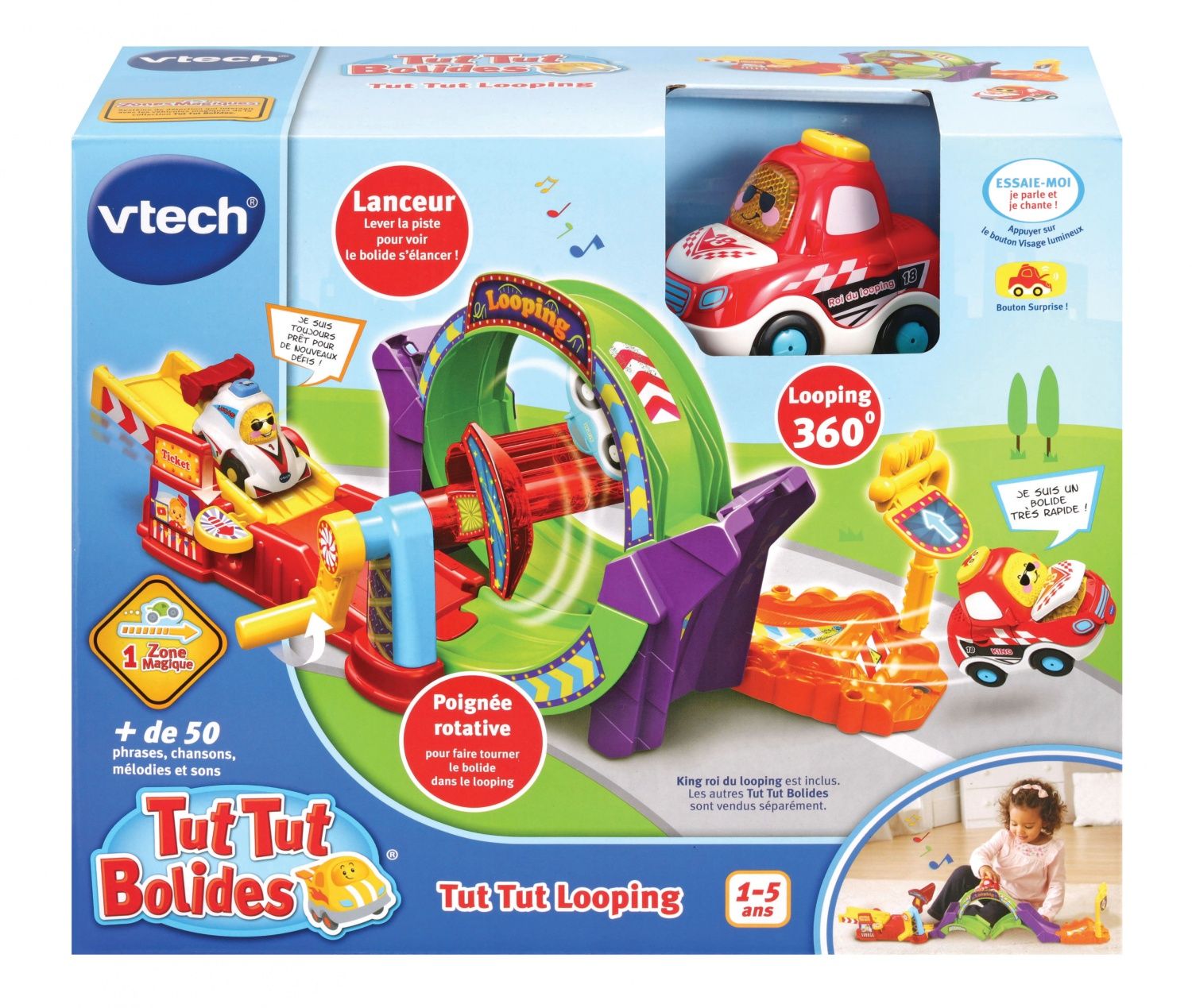 VTech Tut Tut Bolides Tut Tut Looping avec Voiture King Roi du Looping Circuit Voitures Enfant 1 Zone Magique Cadeau Garçon et Fille de à Contenu en Français - vue 9