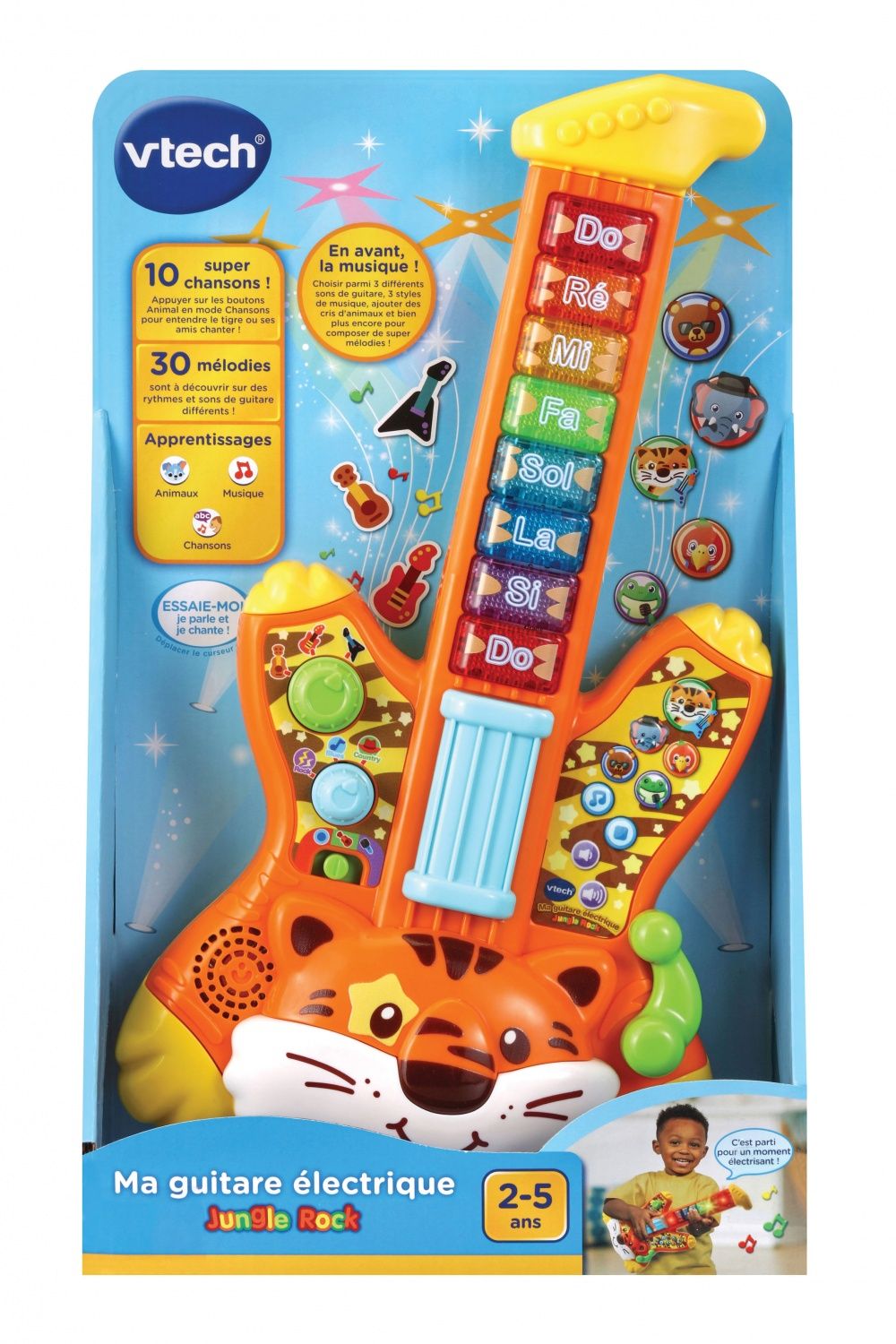 VTech Ma Guitare Électrique Jungle Rock Instrument de Musique Enfant Guitare Interactive Tigre Jeu d'Éveil Musical Jouet Lumineux Cadeau Enfant Contenu en Français - vue 8