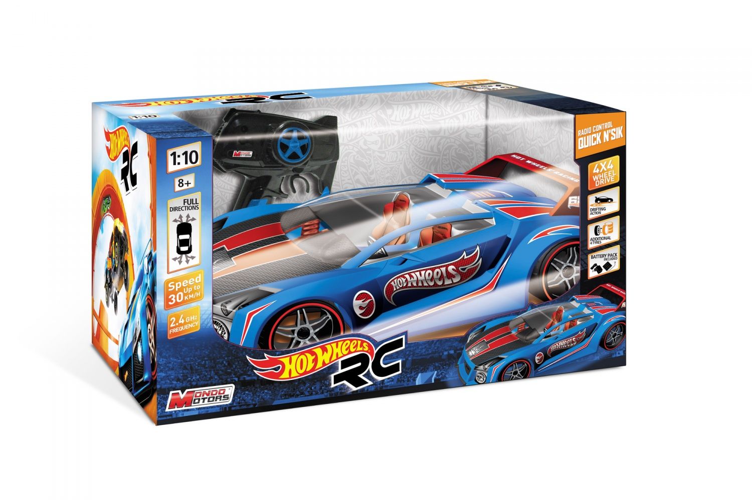 Radio Commande Hot Wheels Quick N'sik RC 1:10 4rm + Batterie