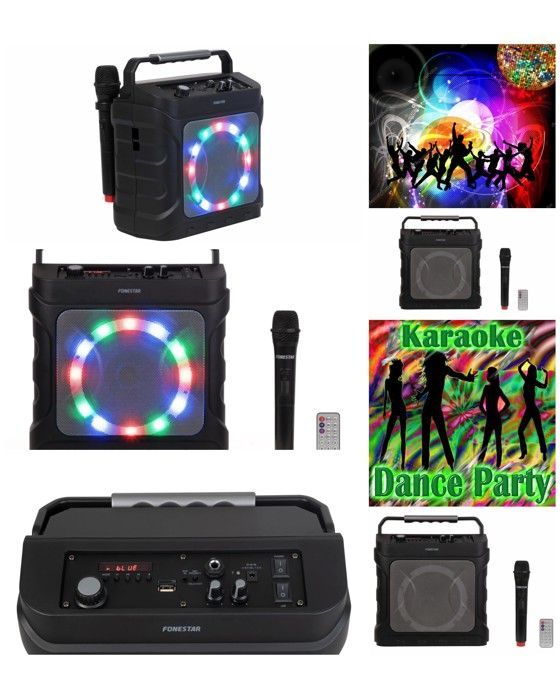 ENCEINTE SONO PORTABLE PRO PARTY KARAOKE BLUETOOTH LED RGB 20W USB SD RADIO FM + TELECOMMANDE + MICRO SANS FIL