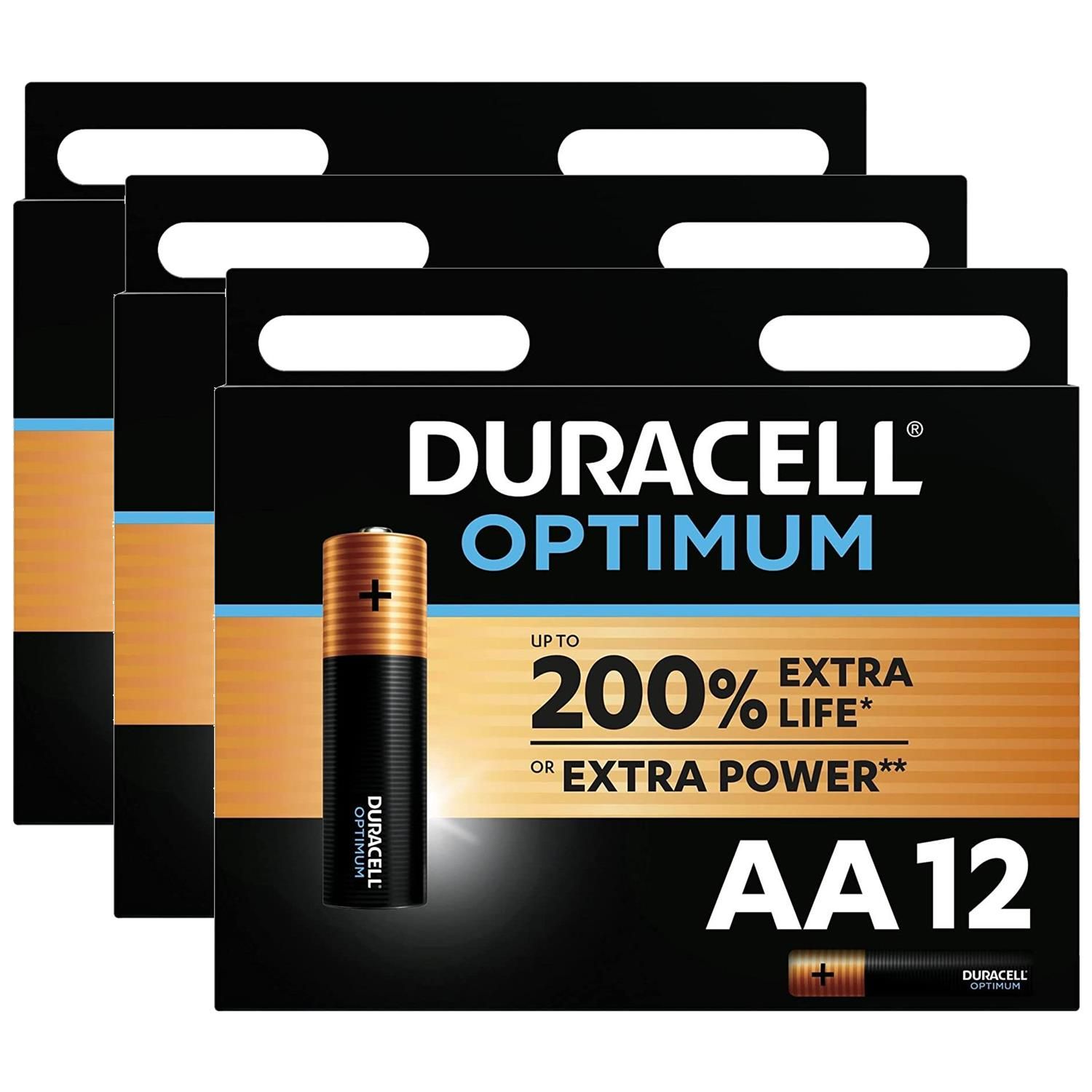 Duracell Lot de 5 Packs 12 Piles Alcalines Optimum MN1500 AA LR6 200% ExtraLife - vue 2