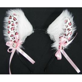 Oreille Chat Serre Tete Blanc Poil Long Clochettes Couleur Argente Deguisement Cosplay Costume Soiree Barrette Rakuten