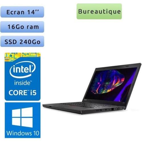 Lenovo Lenovo Thinkpad L470 - Windows 10 - i5 16Go 240Go SSD - 14 - Webcam - Ordinateur Portable PC Noir