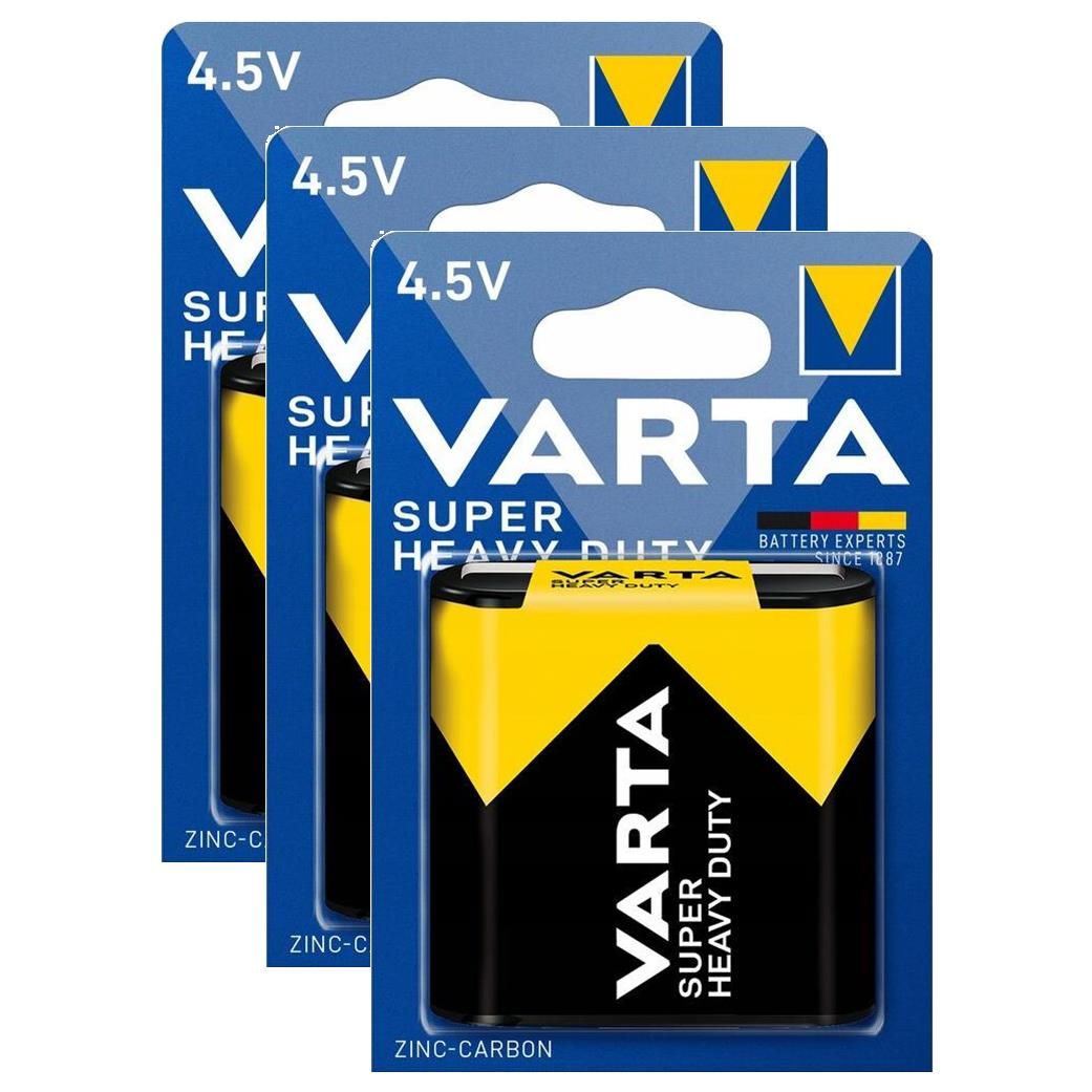 VARTA Lot de 3 Blisters x 1 Pile Plate Zinc Superlife 4.5V 3R12