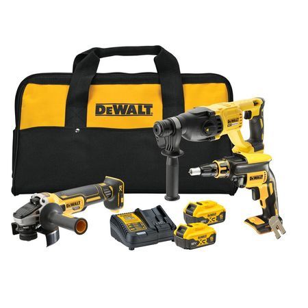 Kit 3 outils XR 18V 5Ah brushless DEWALT Tournevis DCF620 + Marteau perforateur DCH133 + Meuleuse d'angle DCG405 DCK304P2 QW