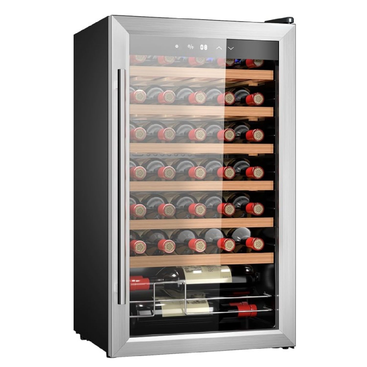 Cecotec Cave à vin 34 bouteilles Bolero grandsommelier 34030 inox compressor 80 Refroidissement par compresseur Température réglable de 5 à 18°C Commande tactile Affichage LED intérieur.