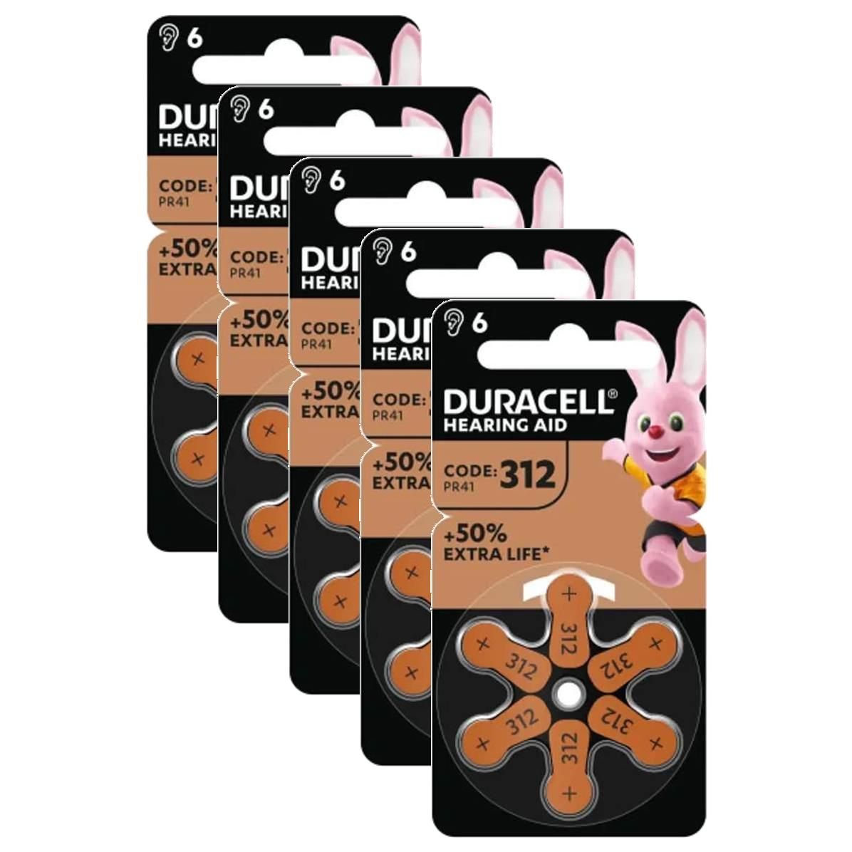 Duracell Lot de 10 Packs 6 Piles Auditives Hearing Aid EasyTab 312 PR41 - vue 3