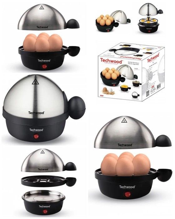 Cuiseur à Oeufs électrique 7 Oeufs dures mollets coques Verre mesureur + Ustensiles pour cuire 4 Oeufs au plat Oeufrier