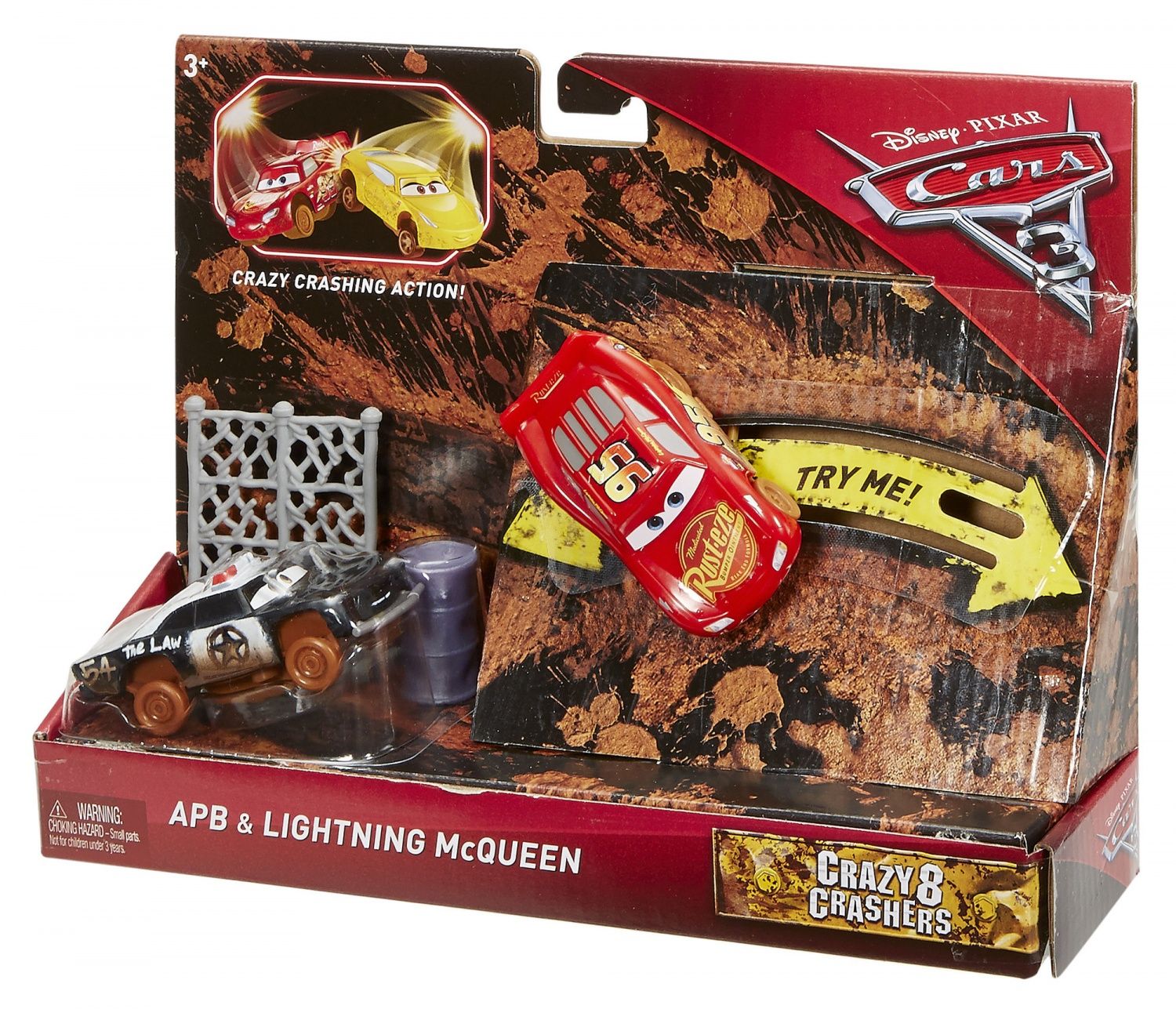 Mattel Cars Crazy Pack 2 Véhicules Crashers Lightning Mcqueen & Apb